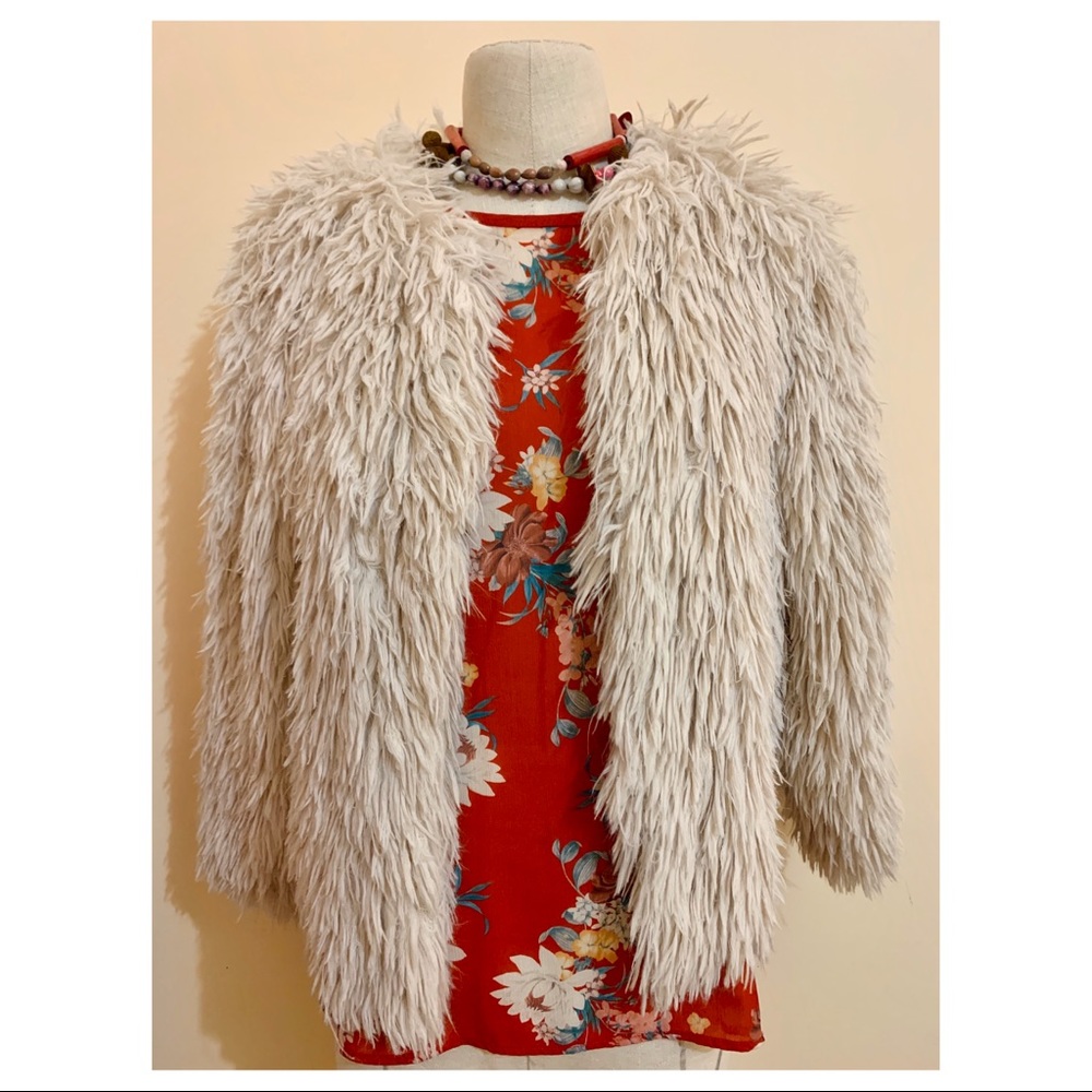 Cream faux fur jacket